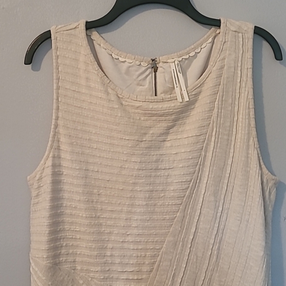 Anthropologie Sand Beige Textured A-line Sleeveless Midi Maxi Dress L Minimalist - Picture 6 of 16